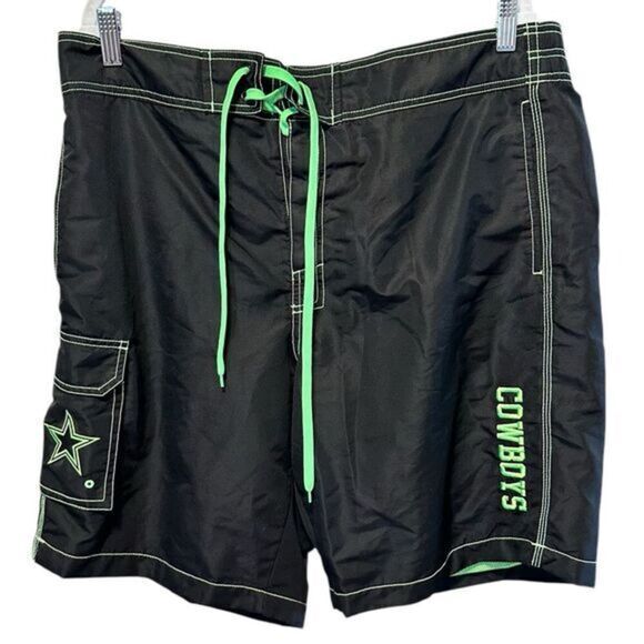 NWOT NFL Team Apparel Men’s Black Dallas Cowboys Hybrid Shorts Swim - Size XL - Picture 1 of 7